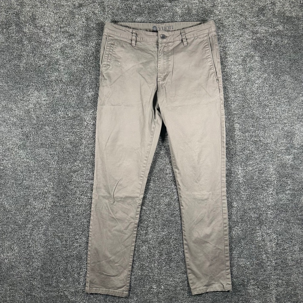 Vuori Meta Pants Mens 32 Khaki Gray Stretch Chino Casual Trousers Tech V433
